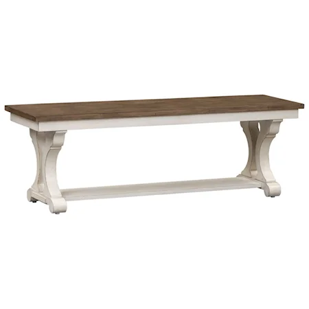 Relaxed Vintage Dining Bench with Trestle Base